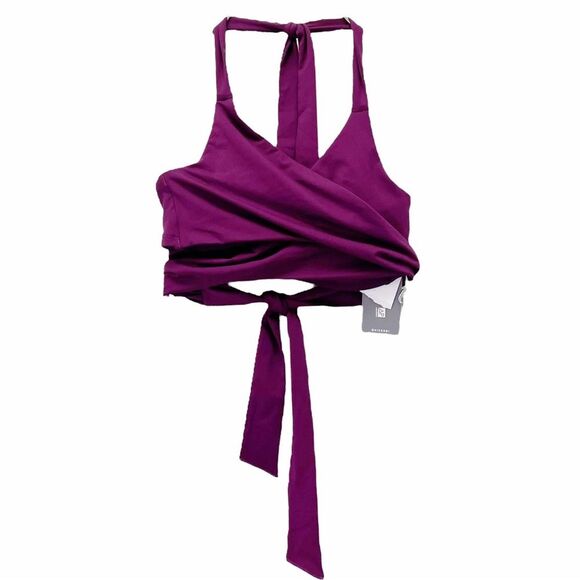 NWT Athleta Bra Cup Wrap Halter Bikini Top in Velvet Plum Purple Size 34 B/C NEW - Picture 2 of 13